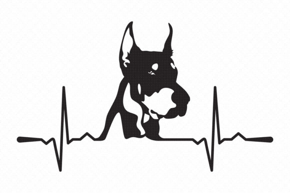 Dobermann Dog Heartbeat SVG