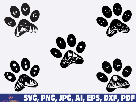 Dog Mountain SVG Paw Print