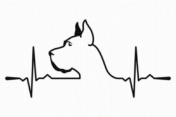 Great Dane Dog Heartbeat SVG