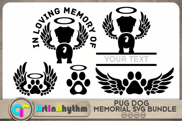 Pug Pet Dog Memorial SVG